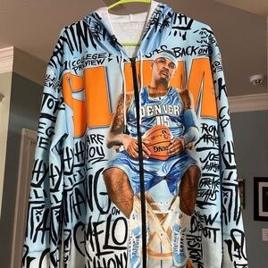 Custom Carmelo Anthony Denver Nuggets Slam Cover 3D Graphic Zip-up Hoodie 2xl